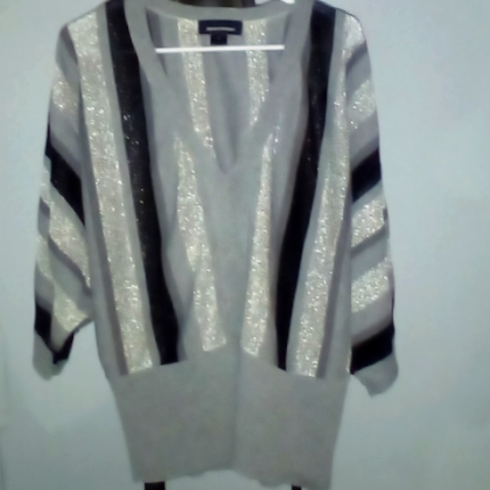 Ashley stewart 1x Gray, Black, Silver 3/4 Sweater